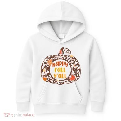 Happy Fall Yall Festive Pumpkin Kids Hoodie