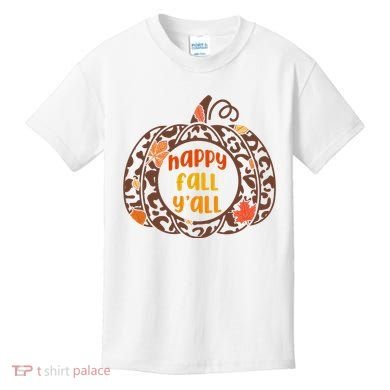 Happy Fall Yall Festive Pumpkin Kids T-Shirt
