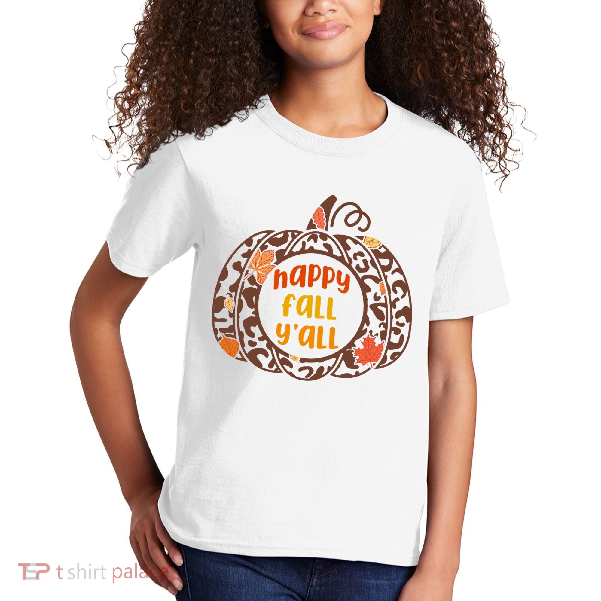Happy Fall Yall Festive Pumpkin Kids T-Shirt