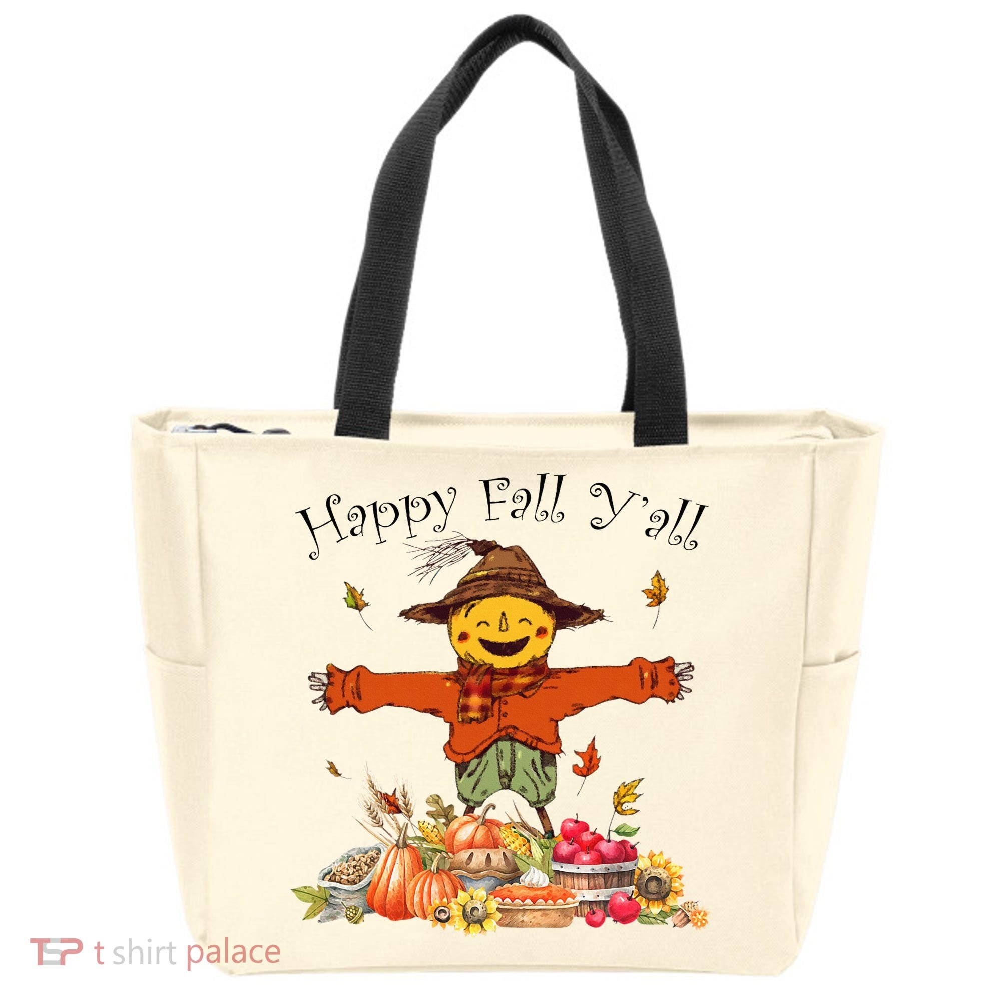 Happy Fall Yall Scarecrow Pumpkin Thanksgiving Halloween Tote Bag