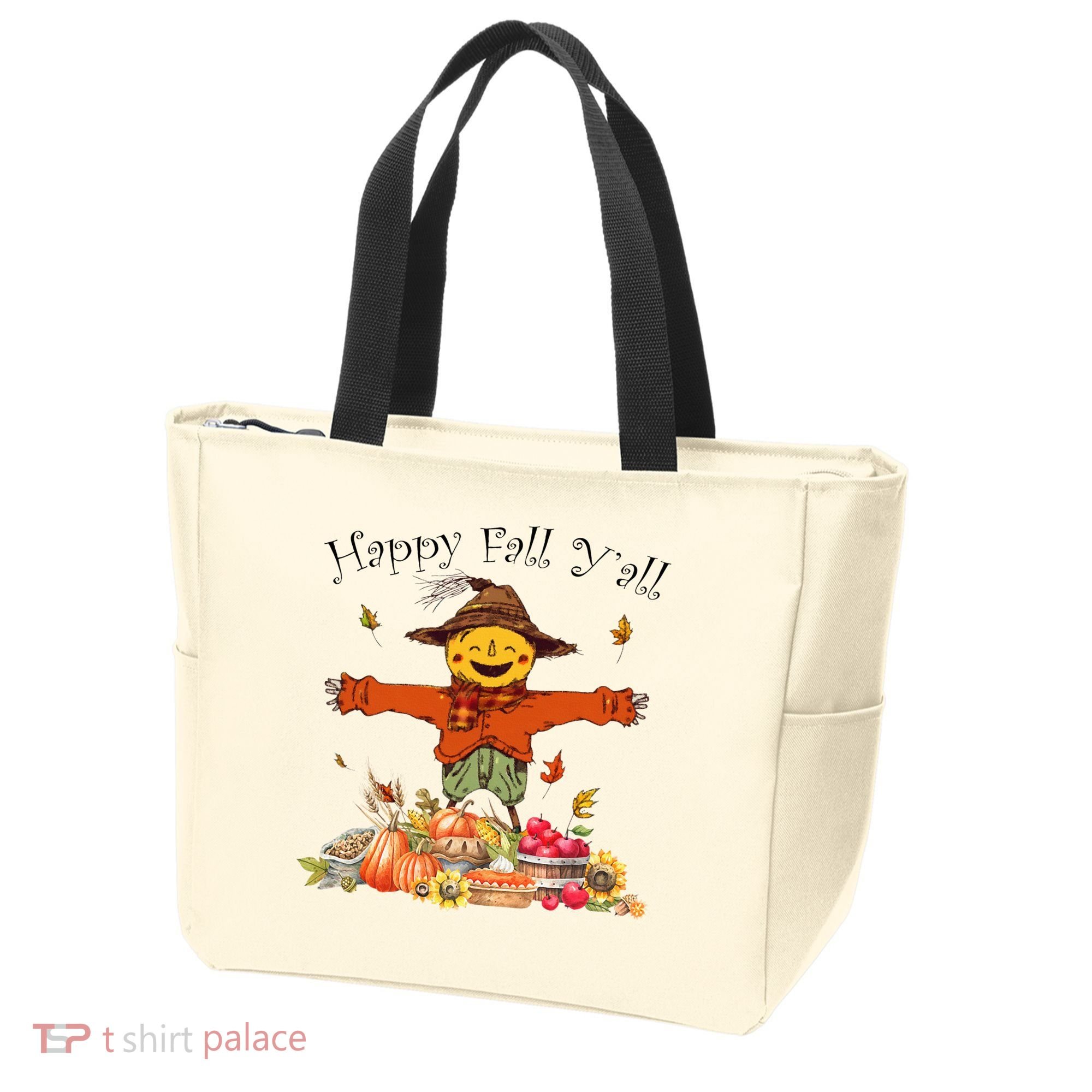 Happy Fall Yall Scarecrow Pumpkin Thanksgiving Halloween Tote Bag