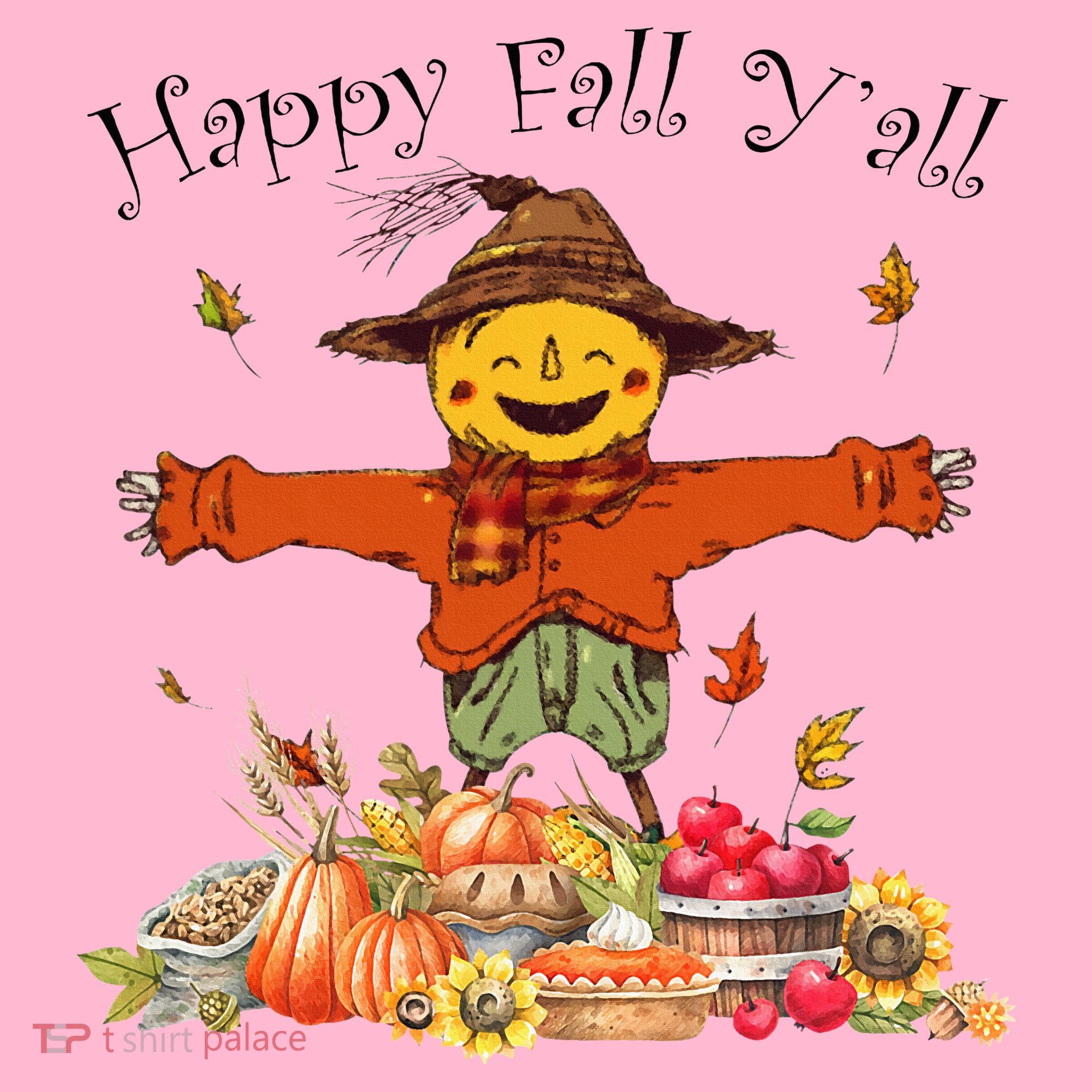 Happy Fall Yall Scarecrow Pumpkin Thanksgiving Halloween Coaster