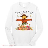 Happy Fall Yall Scarecrow Pumpkin Thanksgiving Halloween Long Sleeve Shirt thumb 0
