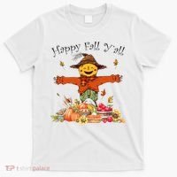 Happy Fall Yall Scarecrow Pumpkin Thanksgiving Halloween T-Shirt thumb 0