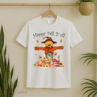 Happy Fall Yall Scarecrow Pumpkin Thanksgiving Halloween T-Shirt thumb 2