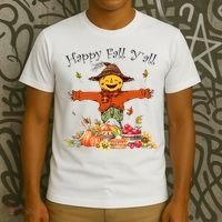 Happy Fall Yall Scarecrow Pumpkin Thanksgiving Halloween T-Shirt thumb 3