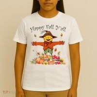 Happy Fall Yall Scarecrow Pumpkin Thanksgiving Halloween T-Shirt thumb 4