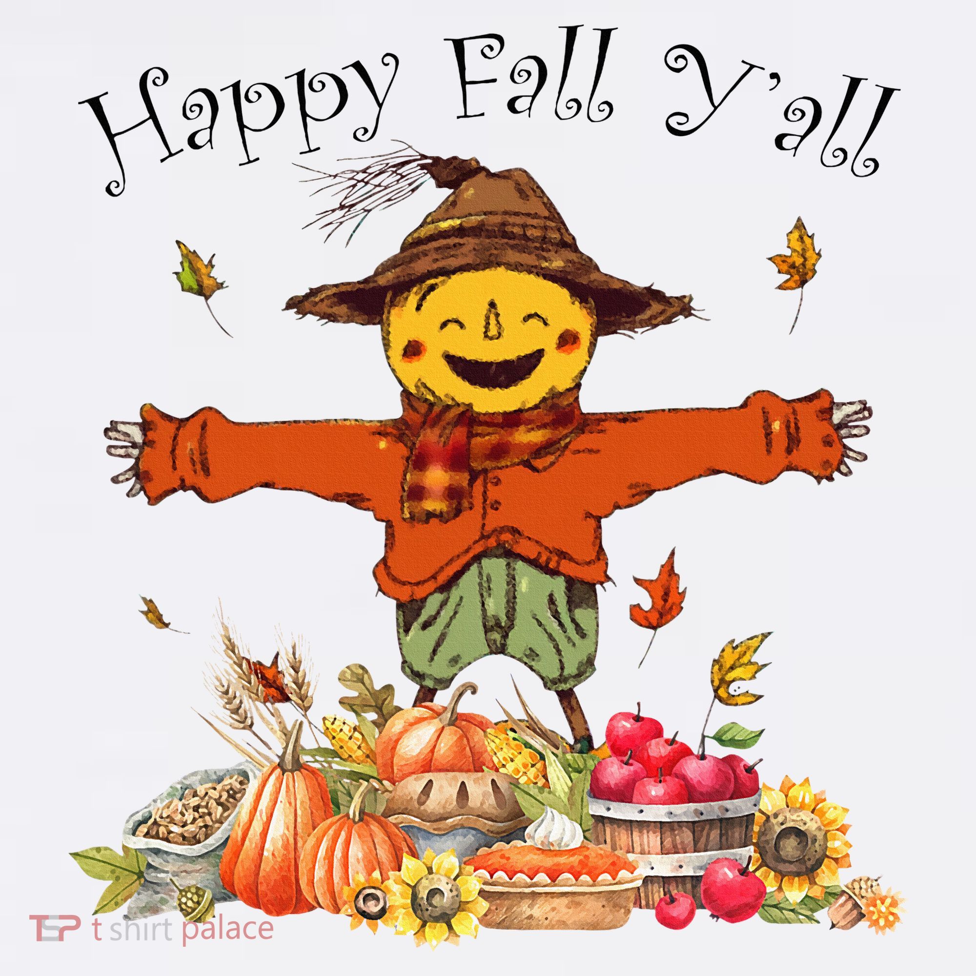 Happy Fall Yall Scarecrow Pumpkin Thanksgiving Halloween T-Shirt