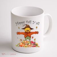 Happy Fall Yall Scarecrow Pumpkin Thanksgiving Halloween Coffee Mug thumb 1