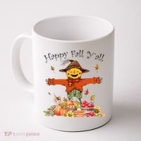 Happy Fall Yall Scarecrow Pumpkin Thanksgiving Halloween Coffee Mug thumb 0