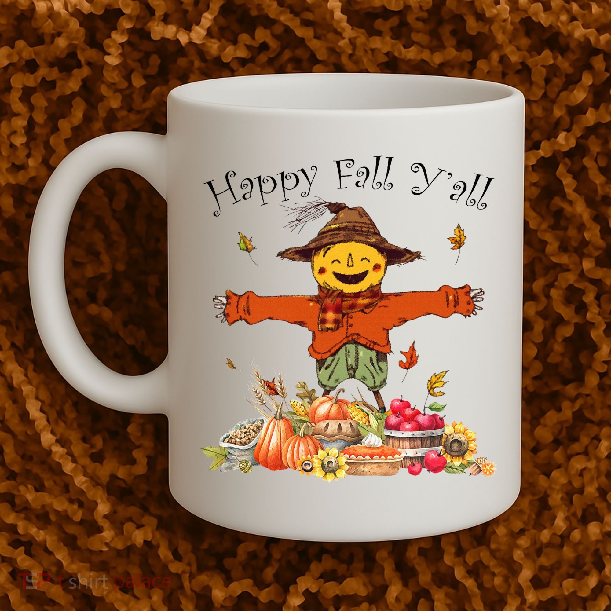 Happy Fall Yall Scarecrow Pumpkin Thanksgiving Halloween Coffee Mug