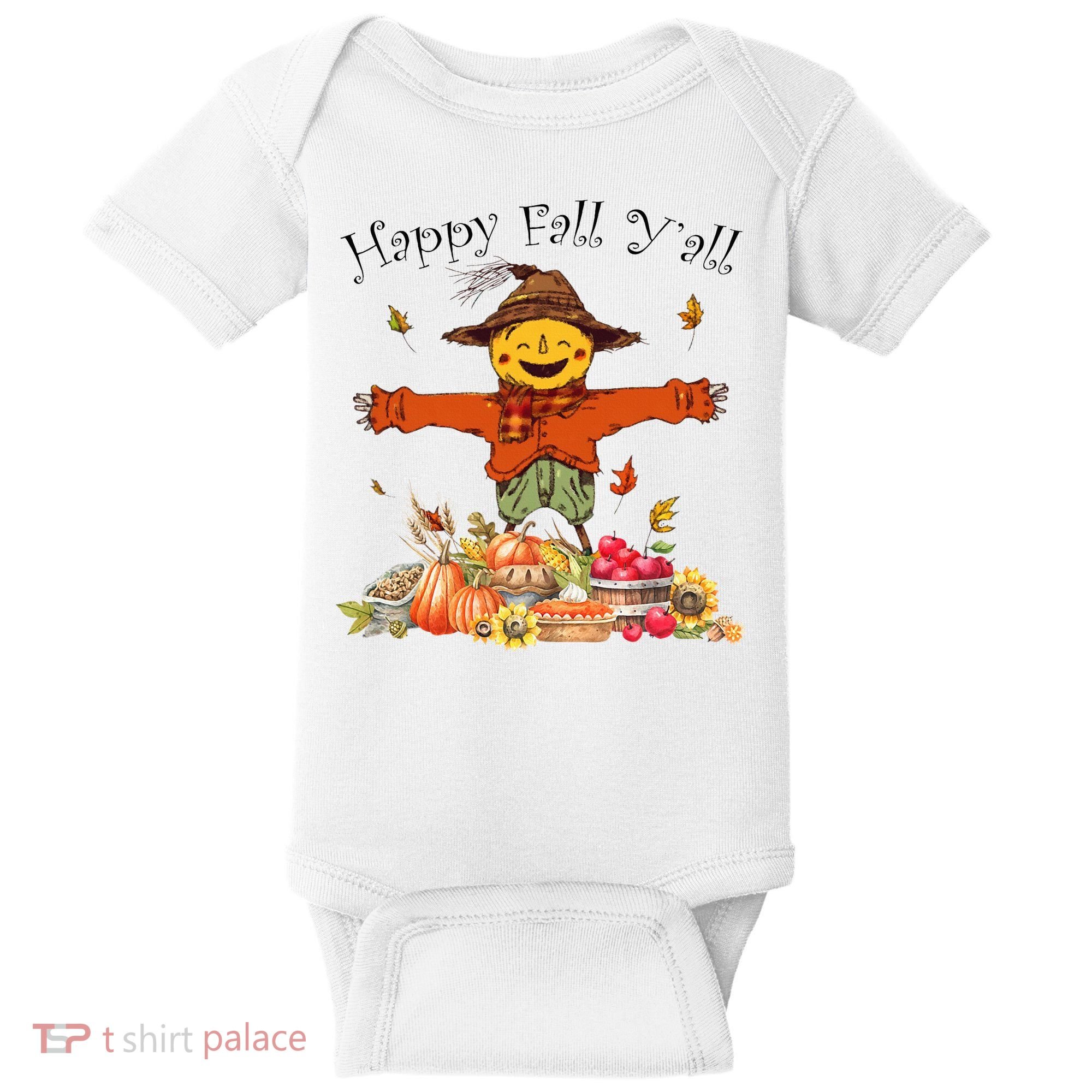 Happy Fall Yall Scarecrow Pumpkin Thanksgiving Halloween Baby Bodysuit
