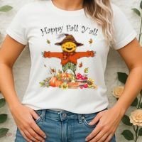 Happy Fall Yall Scarecrow Pumpkin Thanksgiving Halloween Women's T-Shirt thumb 2