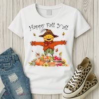 Happy Fall Yall Scarecrow Pumpkin Thanksgiving Halloween Women's T-Shirt thumb 3