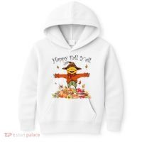 Happy Fall Yall Scarecrow Pumpkin Thanksgiving Halloween Kids Hoodie thumb 0