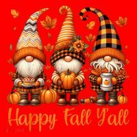 Happy Fall YAll Gnome Pumpkin Autumn Thanksgiving Santa Hat thumb 1