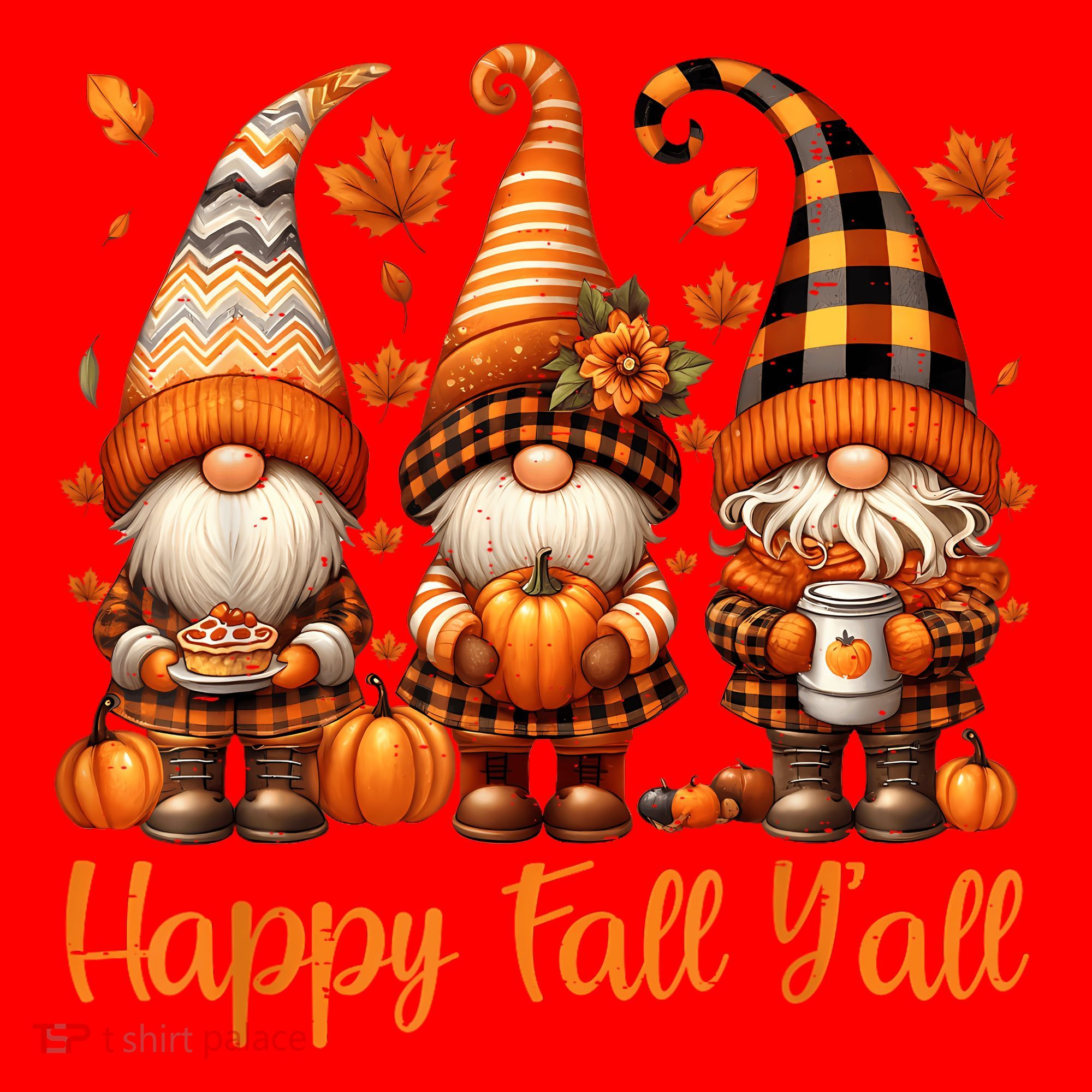 Happy Fall YAll Gnome Pumpkin Autumn Thanksgiving Santa Hat
