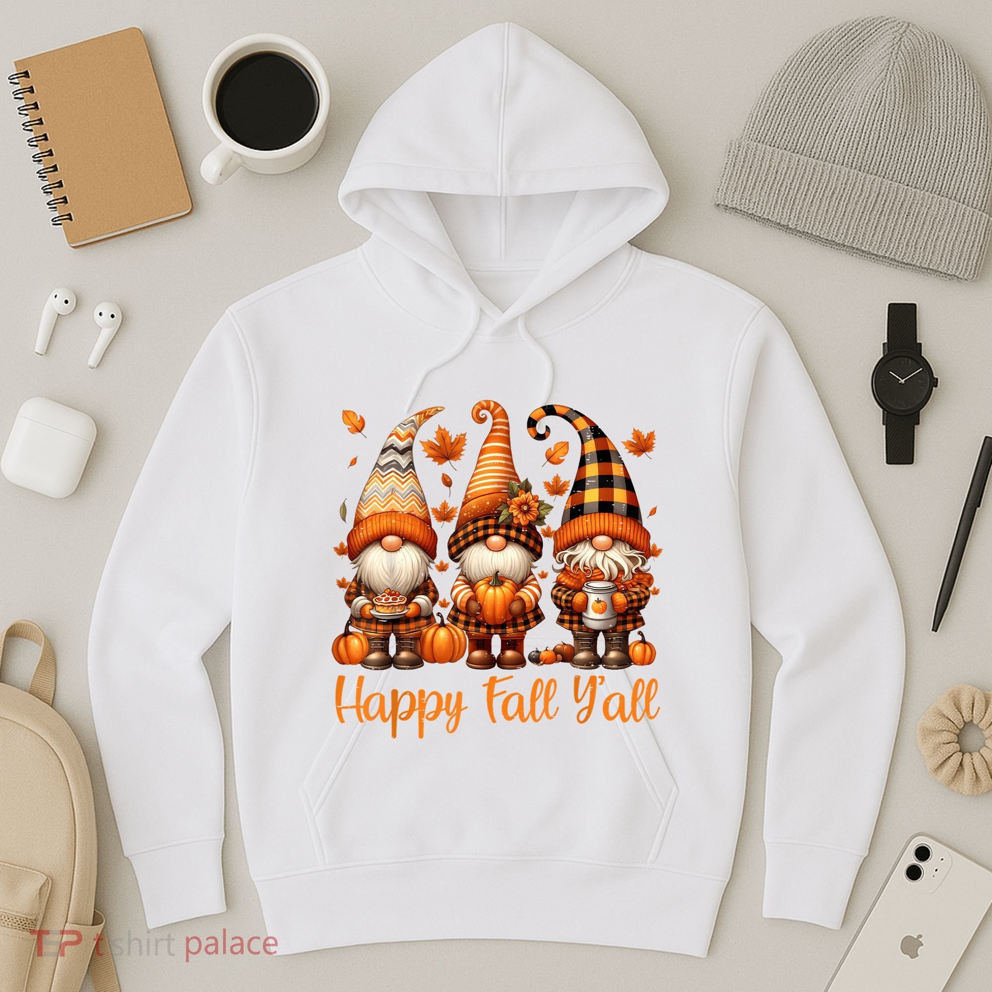 Happy Fall YAll Gnome Pumpkin Autumn Thanksgiving Hoodie