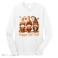Happy Fall YAll Gnome Pumpkin Autumn Thanksgiving Long Sleeve Shirt thumb 0