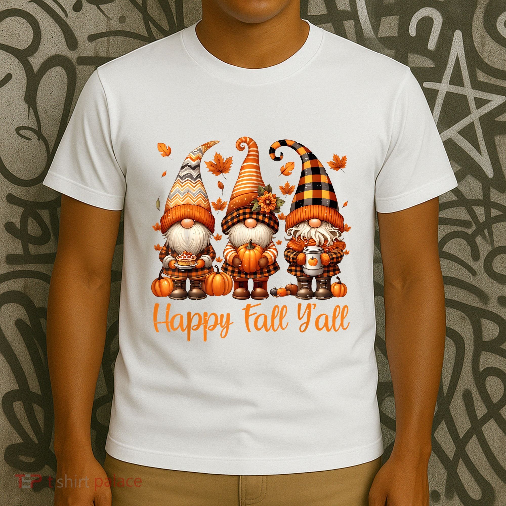 Happy Fall YAll Gnome Pumpkin Autumn Thanksgiving T-Shirt