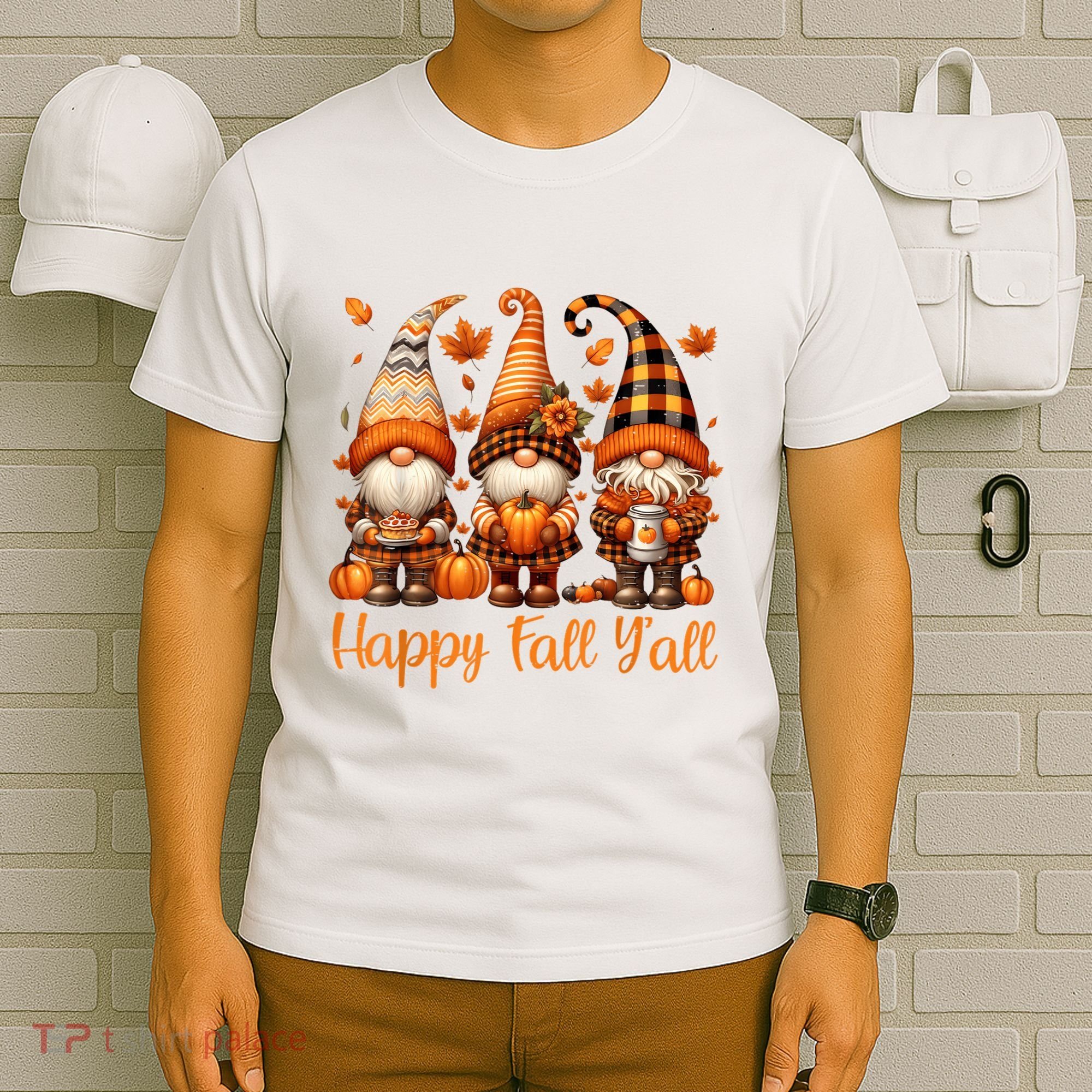 Happy Fall YAll Gnome Pumpkin Autumn Thanksgiving T-Shirt