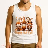 Happy Fall YAll Gnome Pumpkin Autumn Thanksgiving Tank Top thumb 3