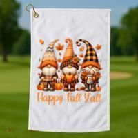 Happy Fall YAll Gnome Pumpkin Autumn Thanksgiving Golf Towel thumb 1