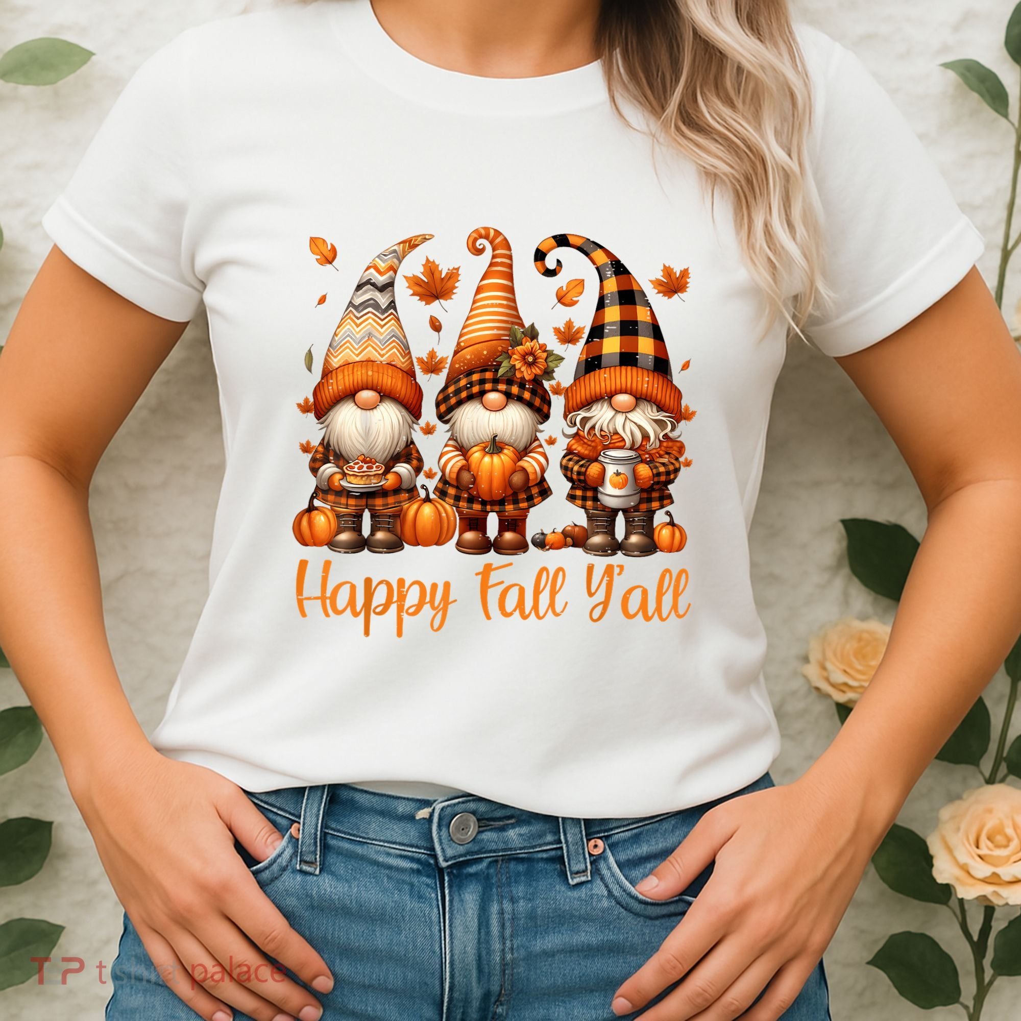 Happy Fall YAll Gnome Pumpkin Autumn Thanksgiving Women's T-Shirt