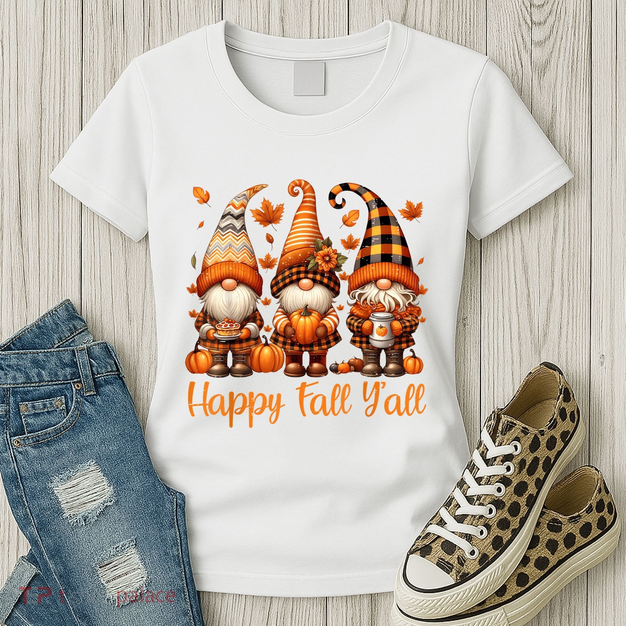Happy Fall YAll Gnome Pumpkin Autumn Thanksgiving Women's T-Shirt