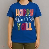 Happy Fall Yall Pumpkin Thanksgiving Halloween Cute Women T-Shirt thumb 4