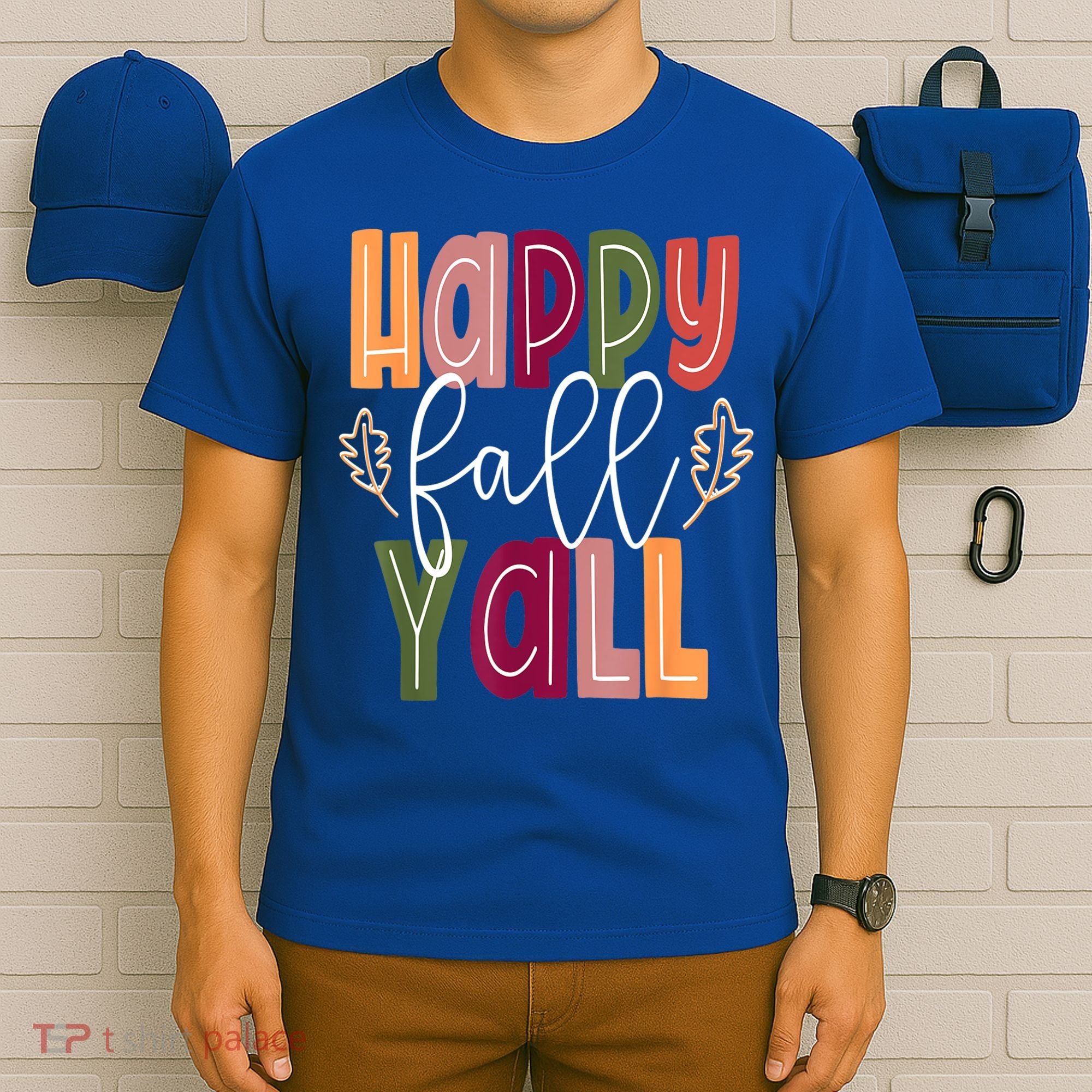 Happy Fall Yall Pumpkin Thanksgiving Halloween Cute Women T-Shirt