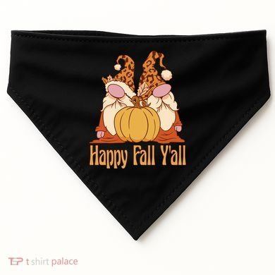 Happy Fall Y'all Gnome Cute Pumpkin USA-Made Doggie Bandana
