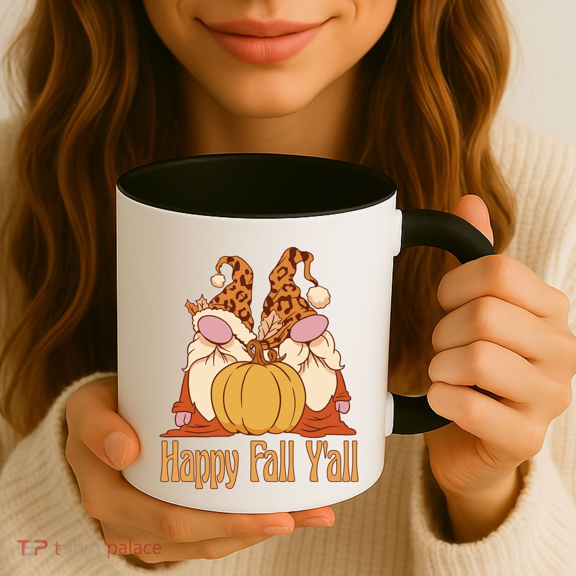 Happy Fall Y'all Gnome Cute Pumpkin Coffee Mug