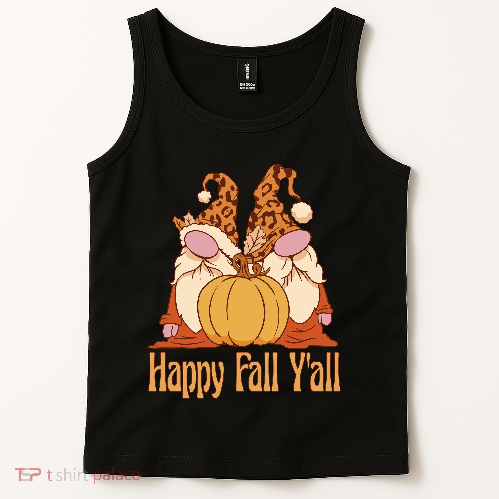 Happy Fall Y'all Gnome Cute Pumpkin Tank Top