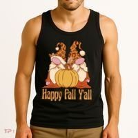 Happy Fall Y'all Gnome Cute Pumpkin Tank Top thumb 3