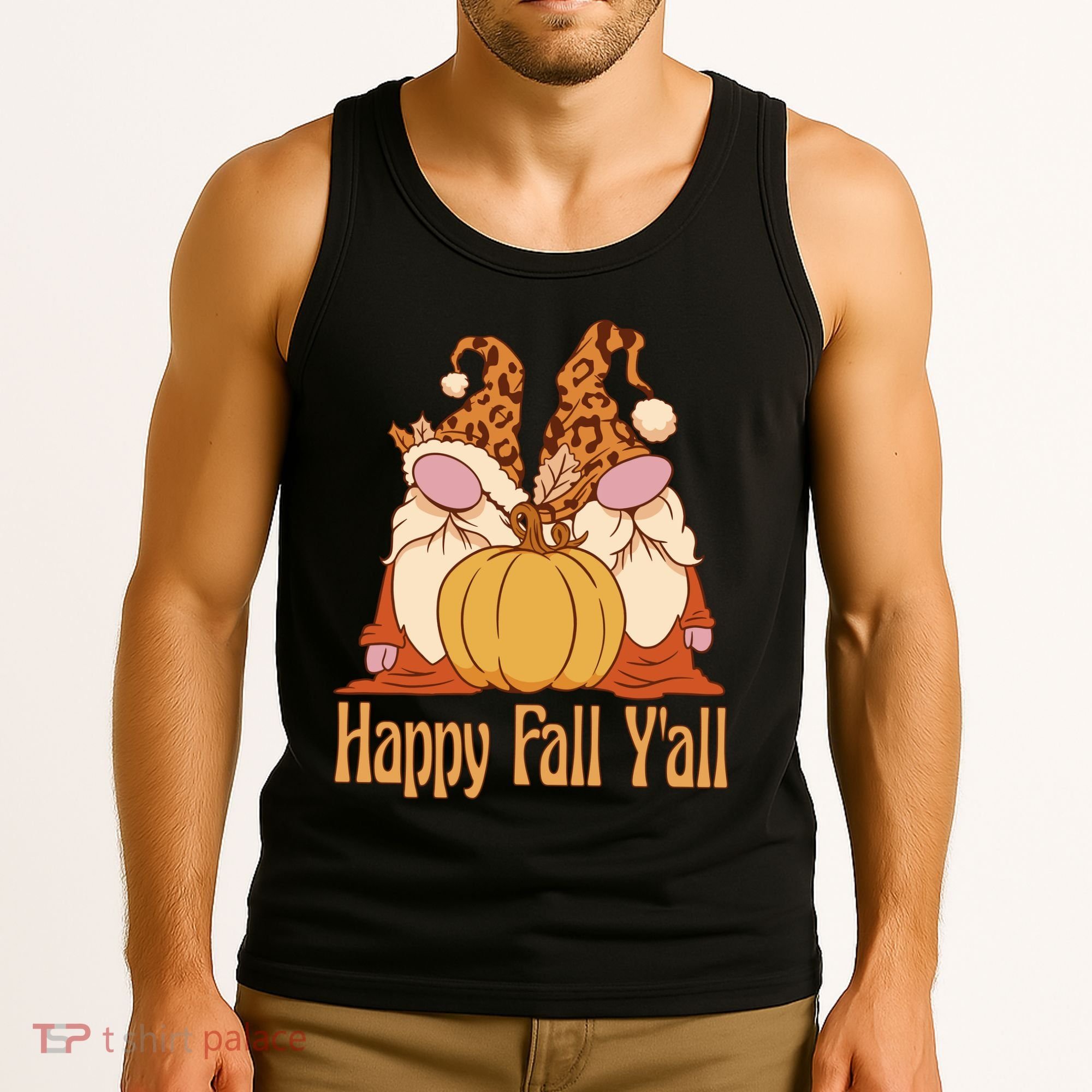 Happy Fall Y'all Gnome Cute Pumpkin Tank Top