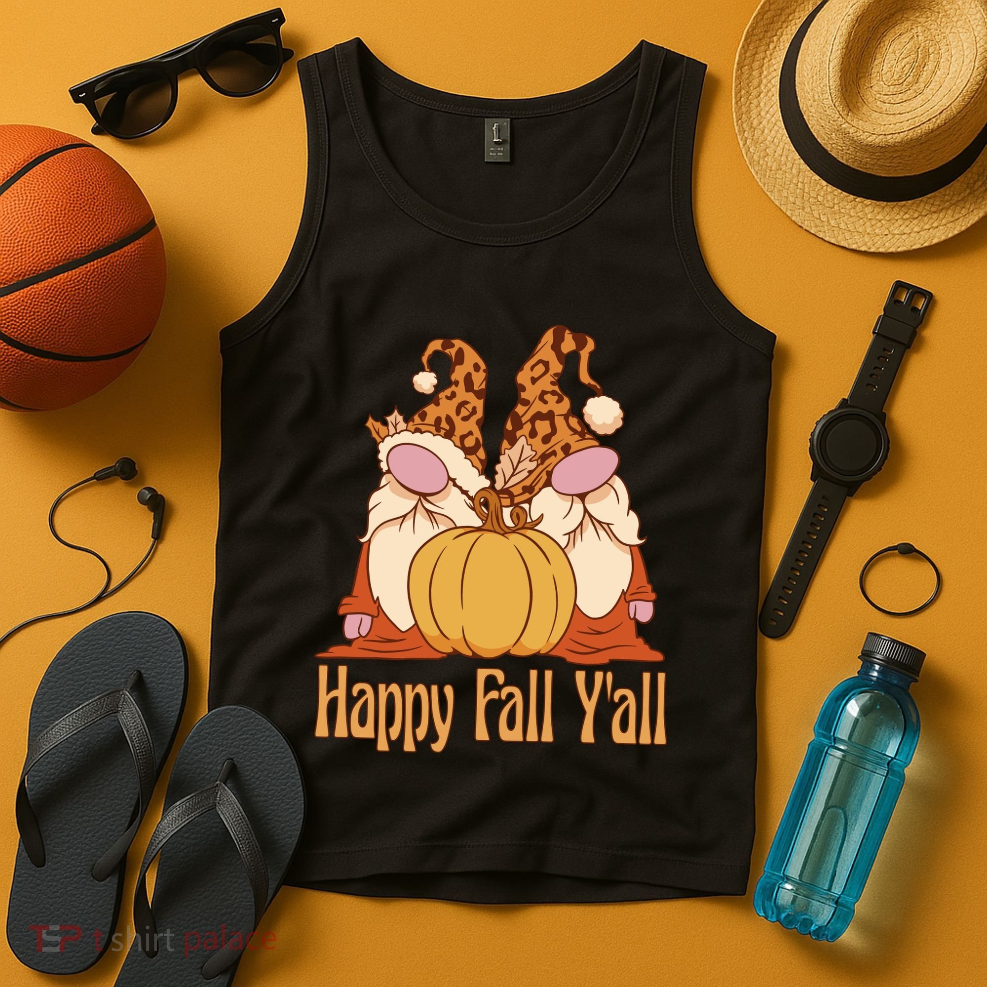 Happy Fall Y'all Gnome Cute Pumpkin Tank Top