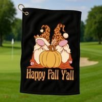 Happy Fall Y'all Gnome Cute Pumpkin Golf Towel thumb 1