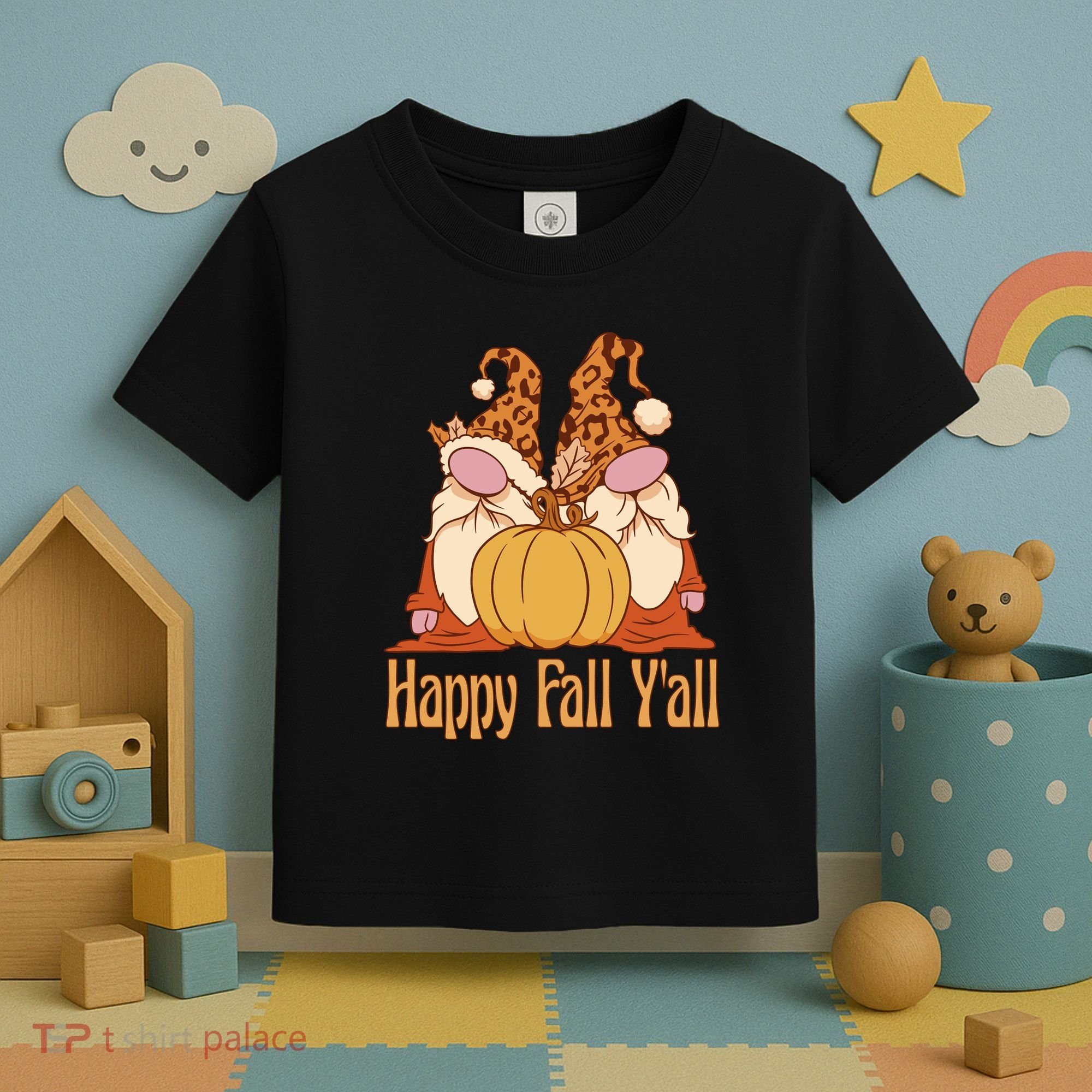 Happy Fall Y'all Gnome Cute Pumpkin Toddler T-Shirt