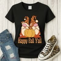 Happy Fall Y'all Gnome Cute Pumpkin Women's T-Shirt thumb 3