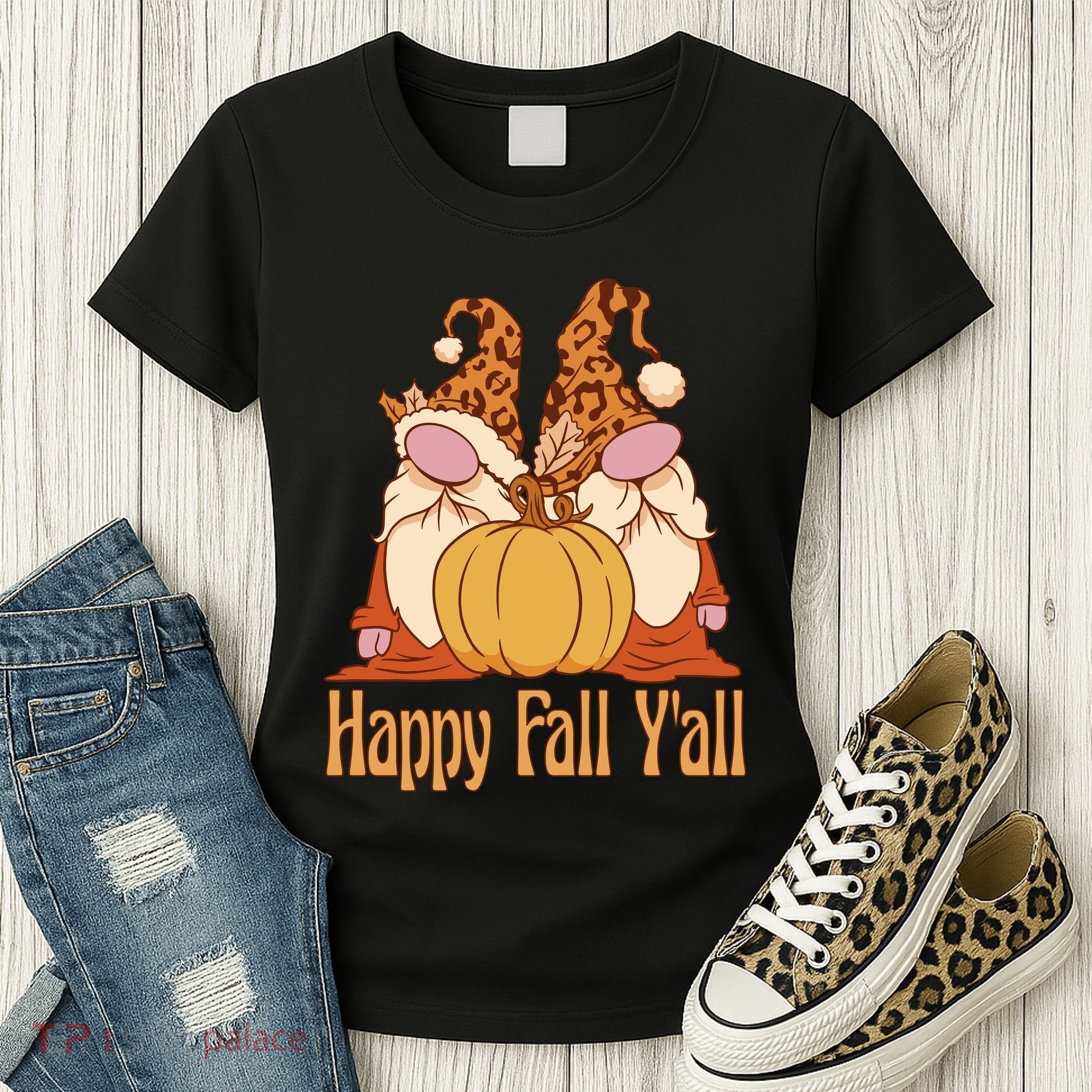 Happy Fall Y'all Gnome Cute Pumpkin Women's T-Shirt
