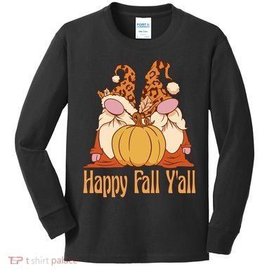 Happy Fall Y'all Gnome Cute Pumpkin Kids Long Sleeve Shirt
