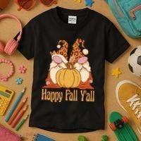 Happy Fall Y'all Gnome Cute Pumpkin Kids T-Shirt thumb 3