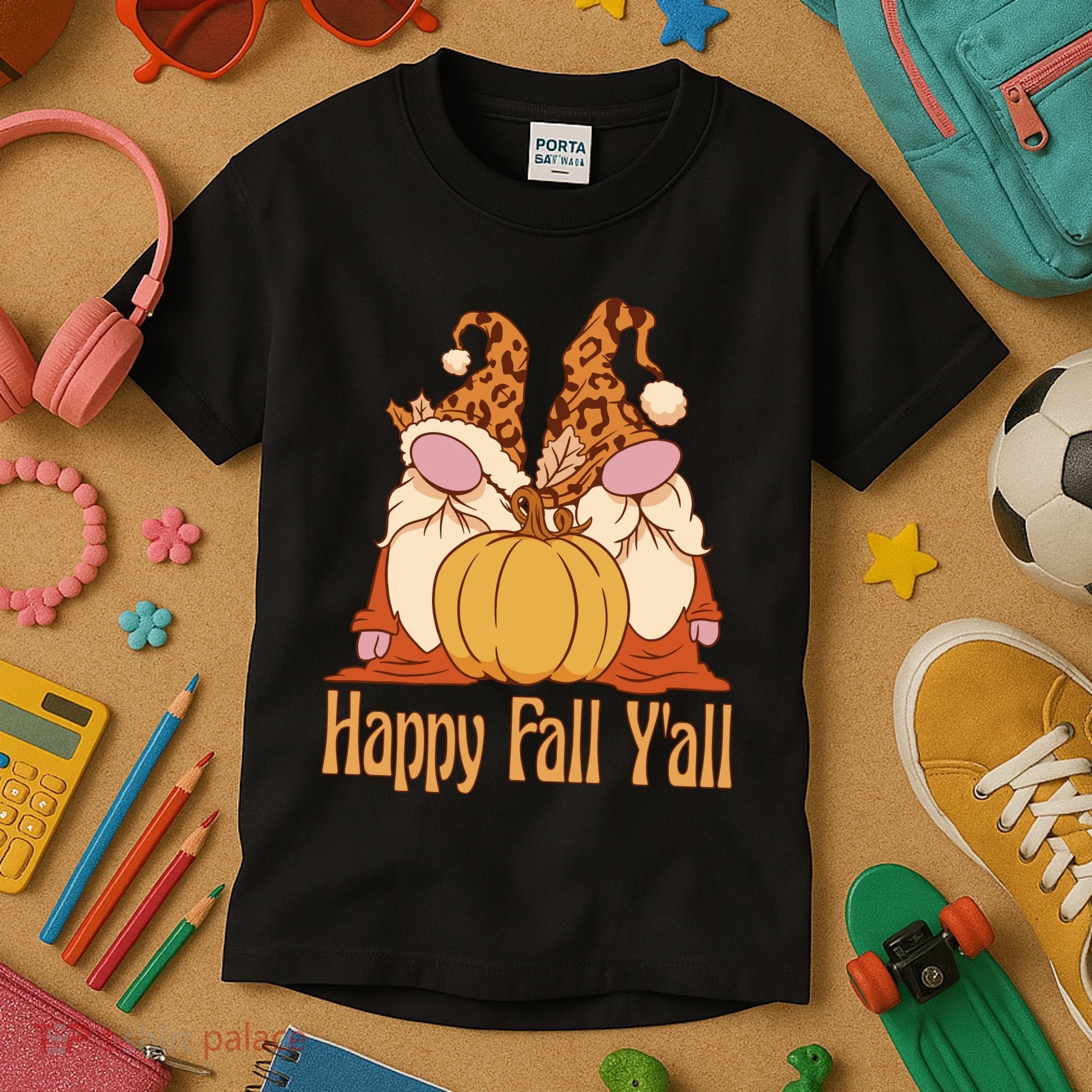 Happy Fall Y'all Gnome Cute Pumpkin Kids T-Shirt
