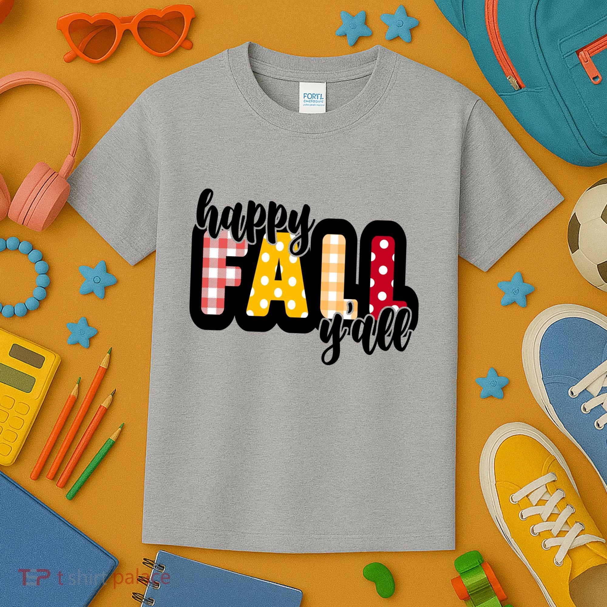 Happy Fall Yall Cozy Kids T-Shirt