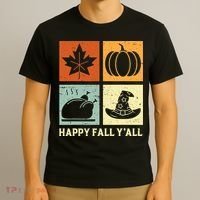 Happy Fall Y'all Vintage Retro Autumn Leaf Pumpkin Turkey T-Shirt thumb 3