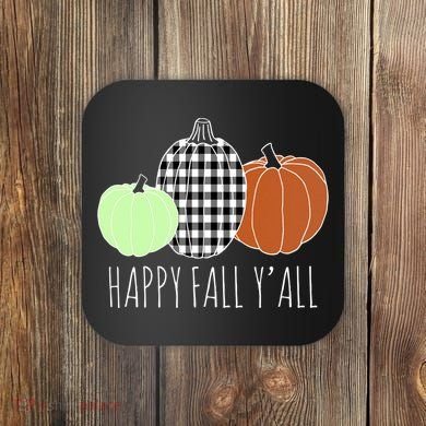 Happy Fall Yall Pumpkin Coaster