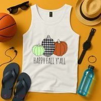 Happy Fall Yall Pumpkin Tank Top thumb 4