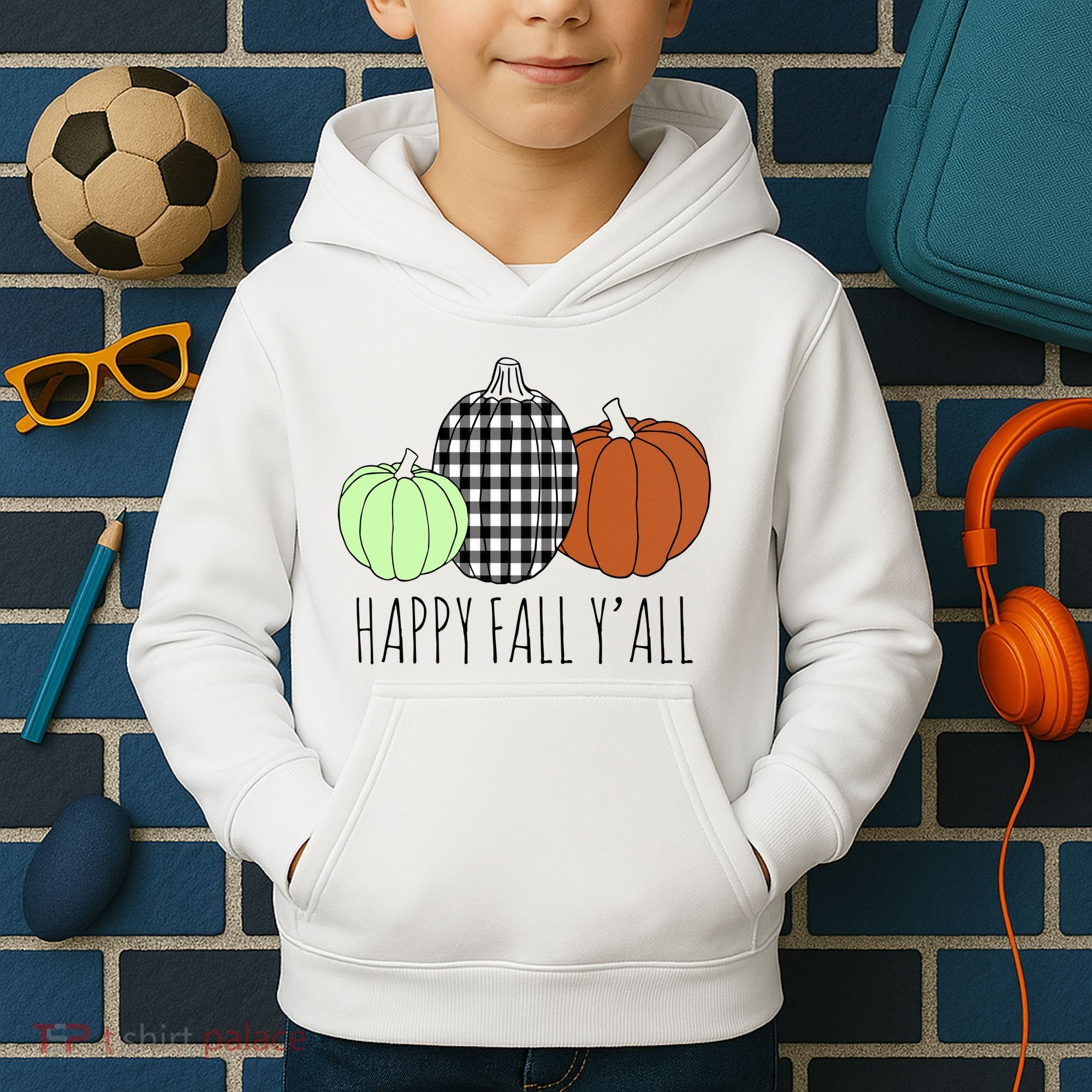 Happy Fall Yall Pumpkin Kids Hoodie