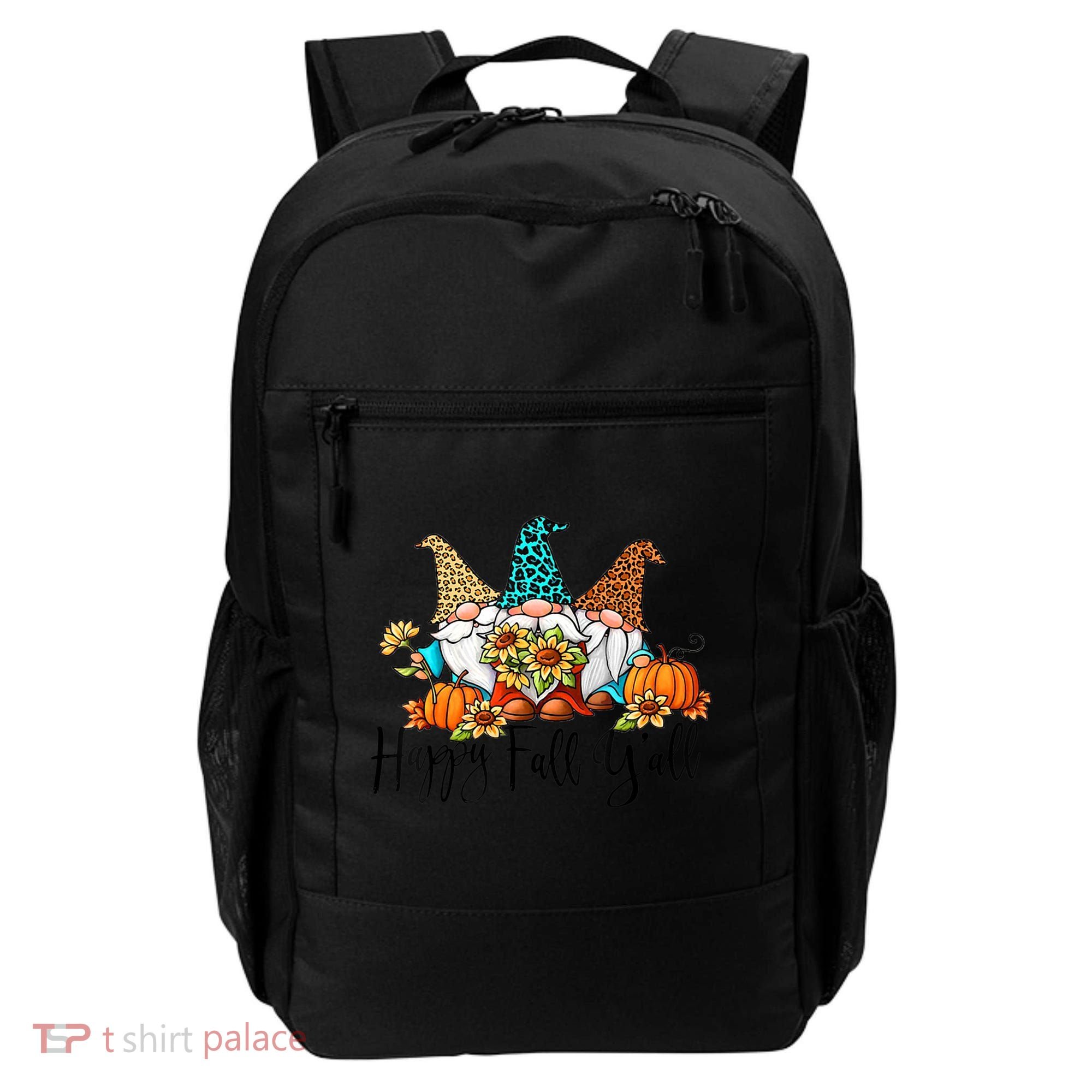 Happy Fall Y'all Gnomes Leopard Pumpkin Autumn Thanksgiving Gift Backpack